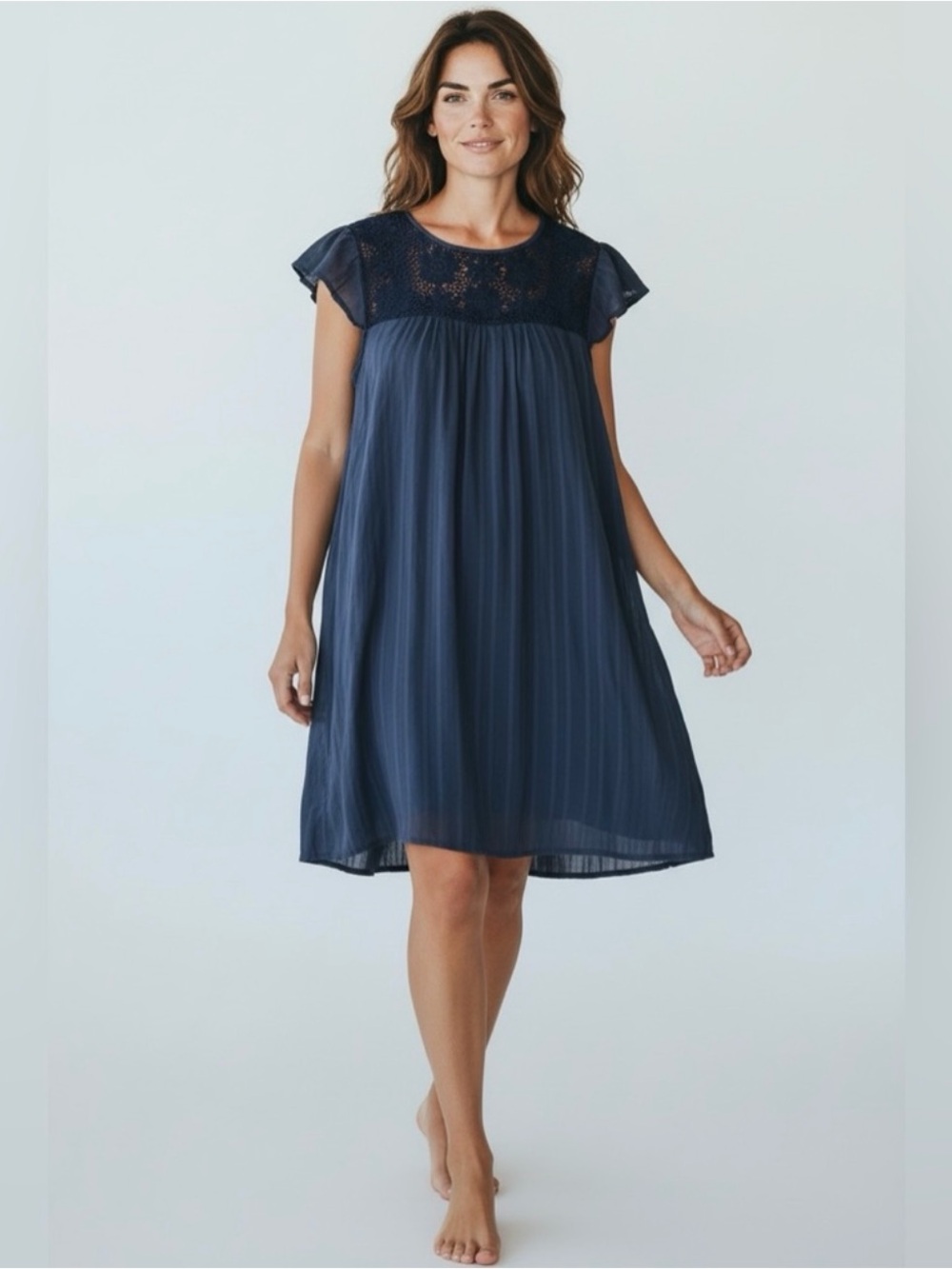 LC Lauren Conrad Flutter Sleeve Dress // Navy // Medium
